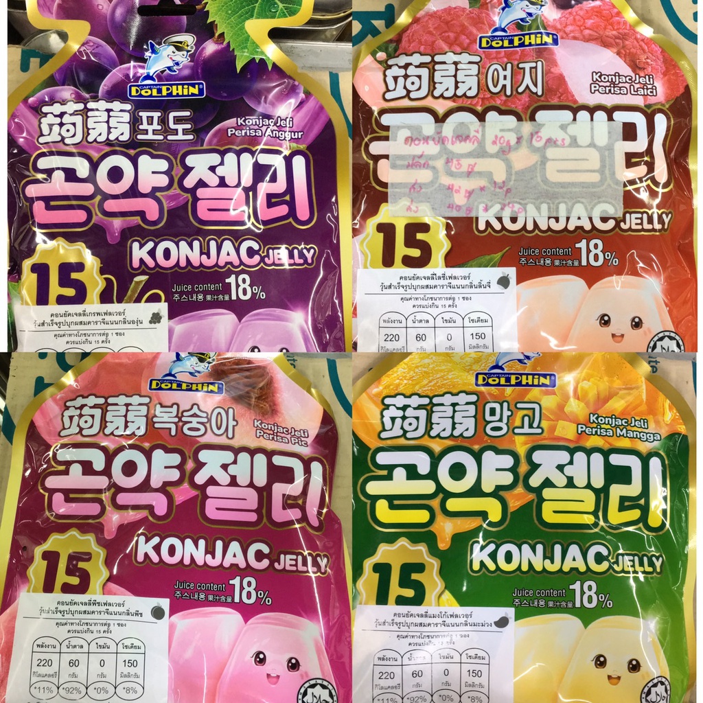 คอนยัคเจลลี่20g*15pcsองุ่น/มะม่วง/พีช/ลิ้นจี่
