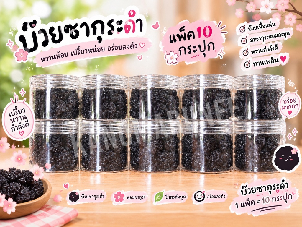 บ๊วยซากุระดำ กระปุกใส*10pcs
