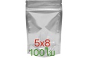 ถุงซิปตั้งหลังเงิน 5x8 นิ้ว *100pcs(บัว)/50 ปรับราคา!!